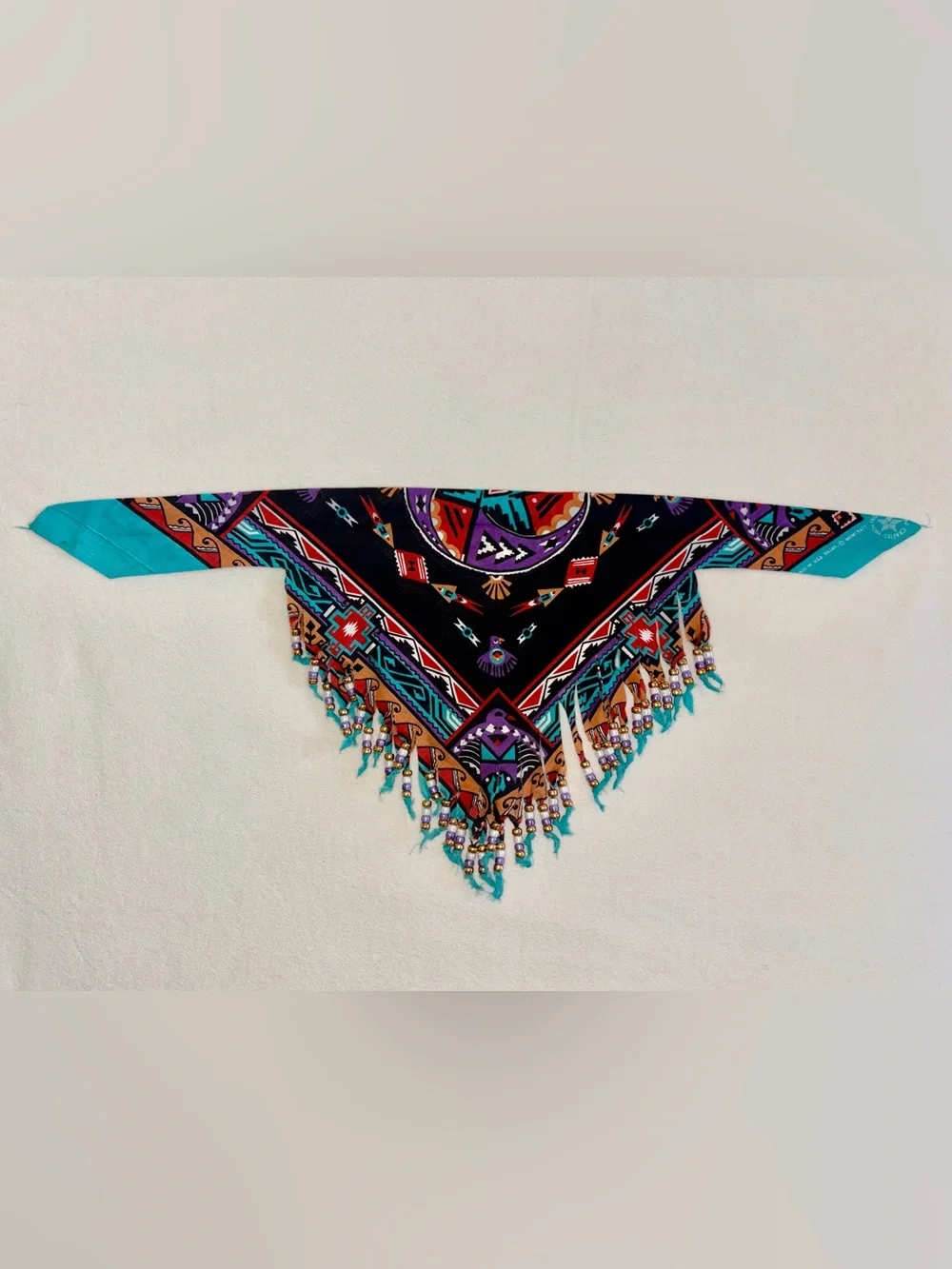 Vintage Wamcraft Beaded Western Bandana Scarf
